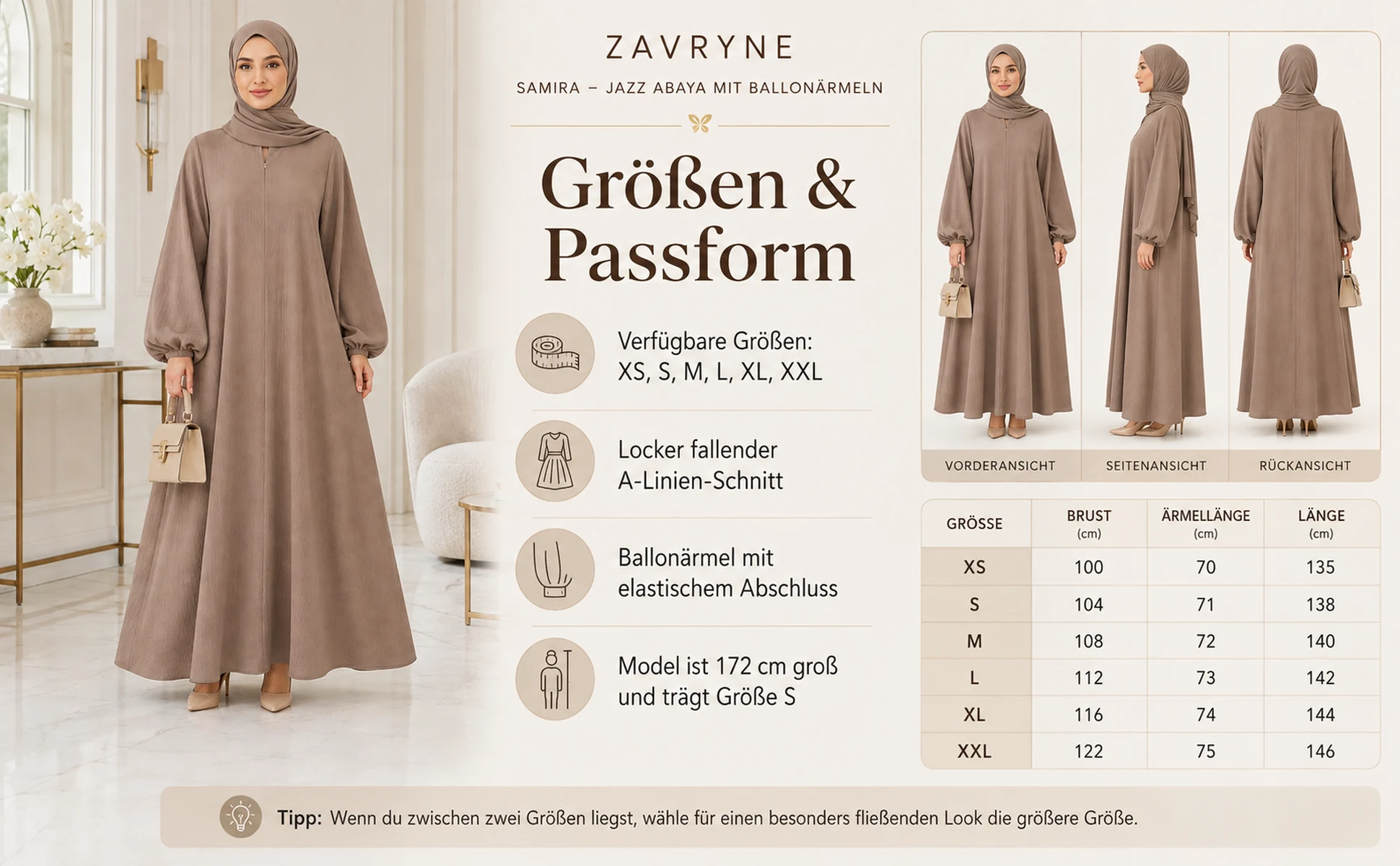 ZAVRYNE Samira – Jazz Abaya mit Ballonärmeln