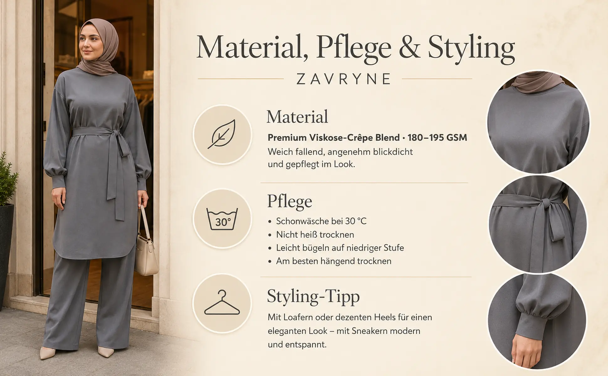 Material, Pflege & Styling