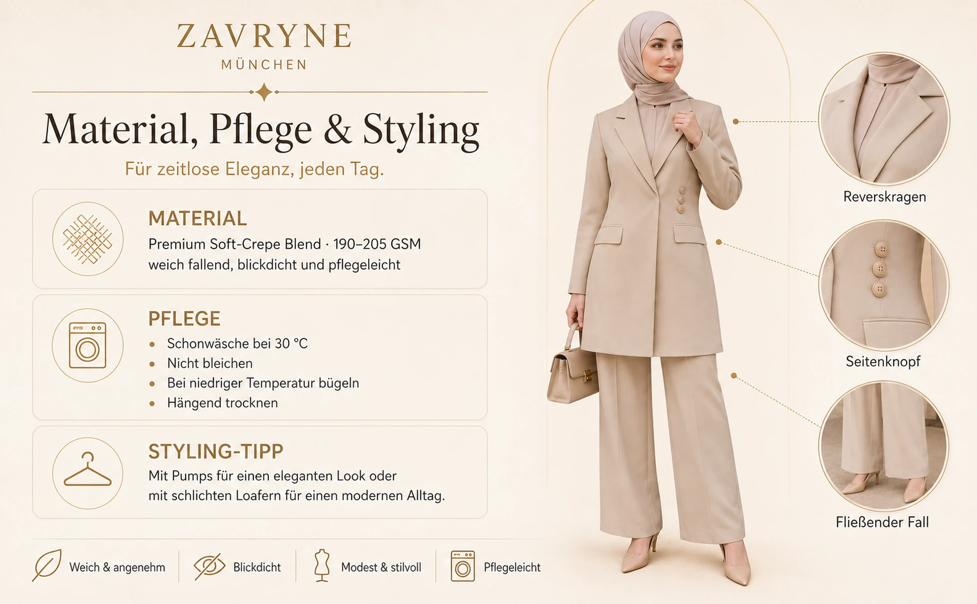 Material, Pflege & Styling