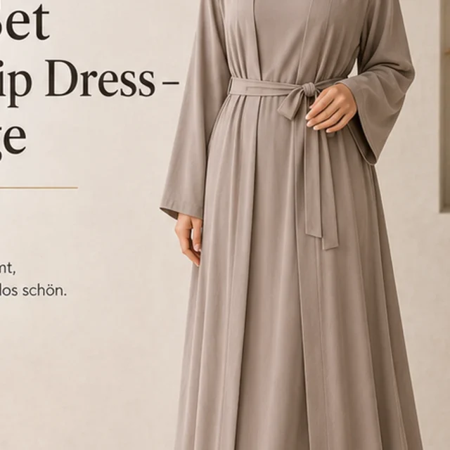Tie Set mit Slip Dress – Greige – Vorderansicht | ZAVRYNE Deutschland