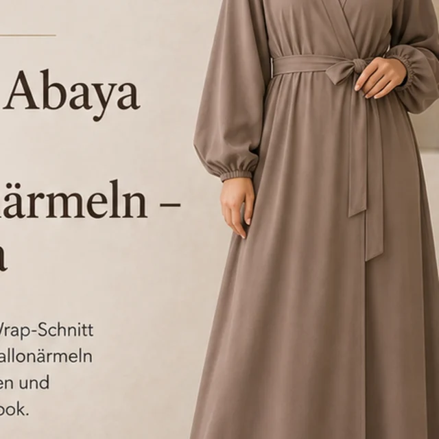 Wrap Abaya mit Ballonärmeln – Mocca