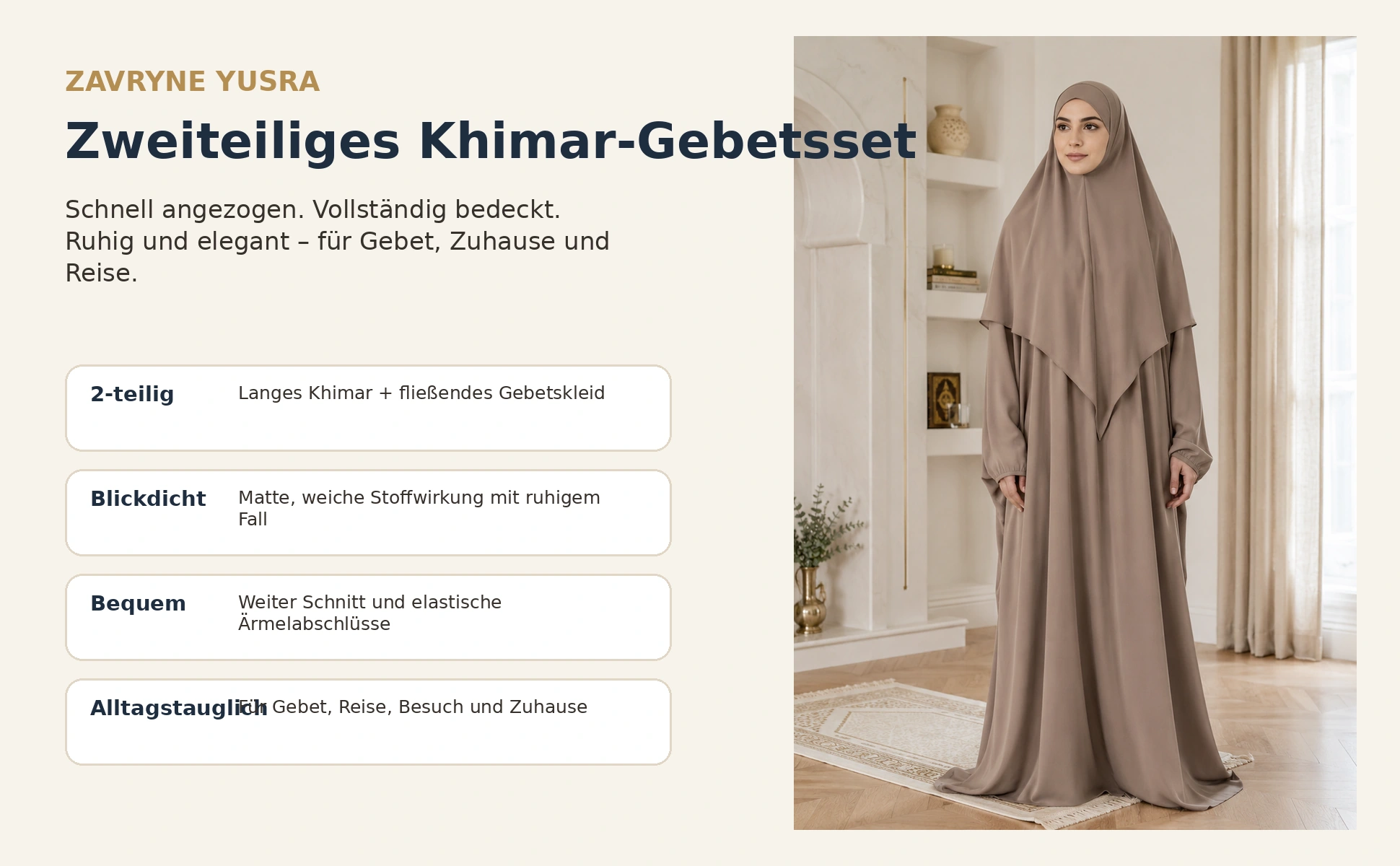 ZAVRYNE Yusra – Zweiteiliges Khimar-Gebetsset